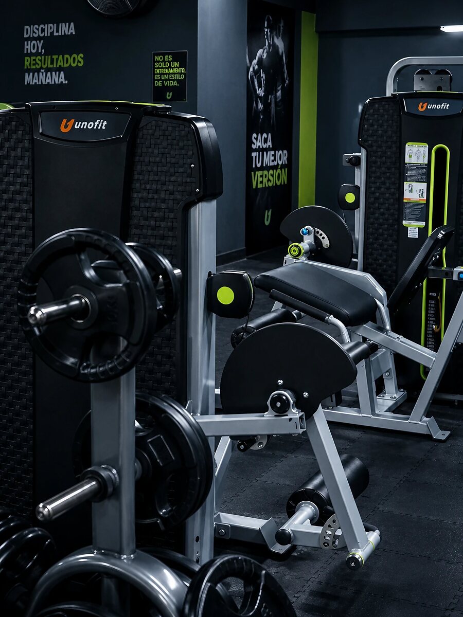 Área de máquinas de fuerza para el entrenamiento personalizado en Silver Force Gym